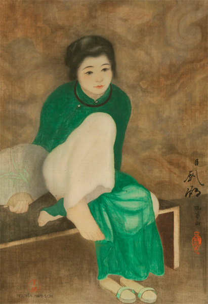 Đấu giá tranh 'Thiếu nữ cầm quạt' của họa sư Nam Sơn